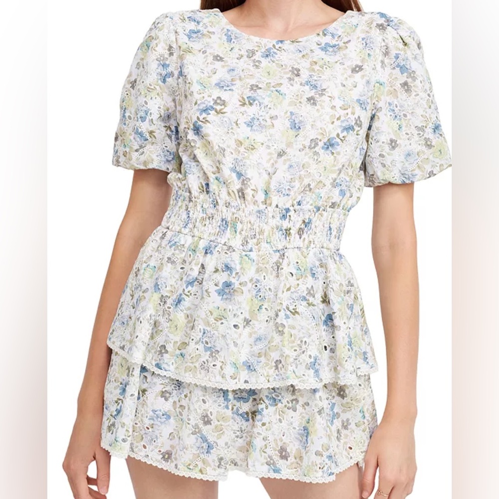 En Saison Floral Print Eyelet Romper